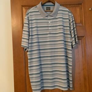 Greg Norman for Tasso Elba Polo Shirt, Mens XL, Grey/Green Stripe